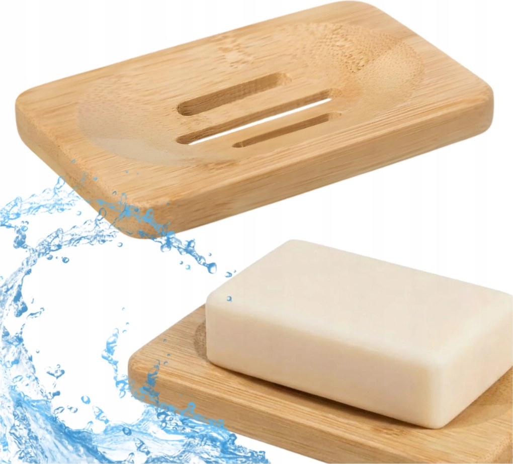 Bambusz Szappantartó Kockás Mosdóba helyezhető Lba-36