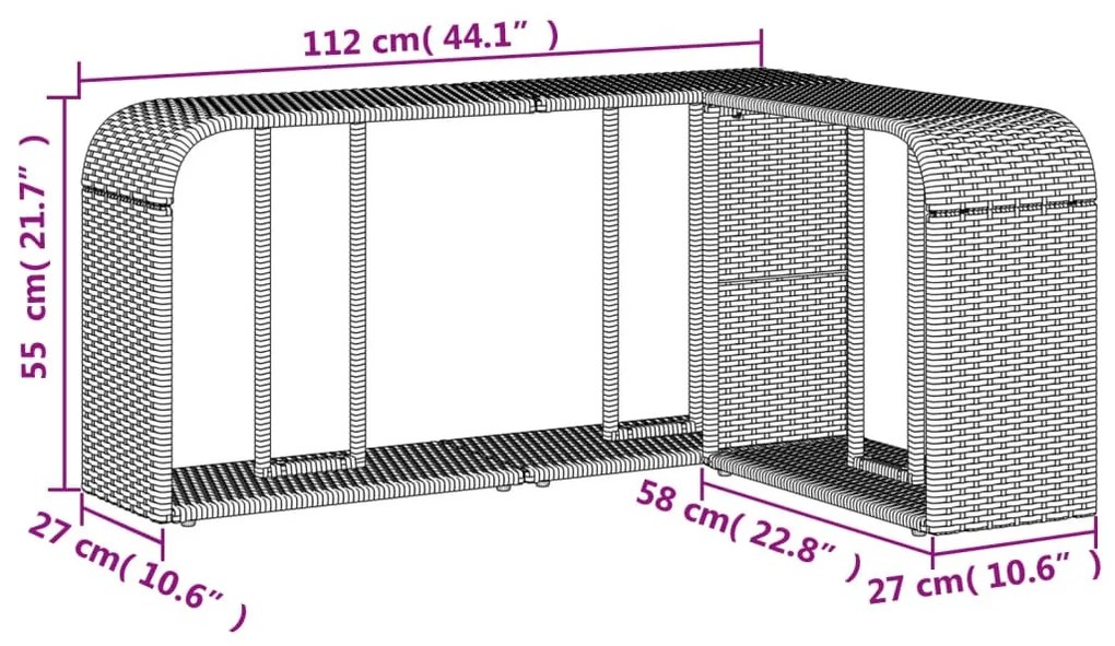 2 db világosszürke polyrattan tárolópolc