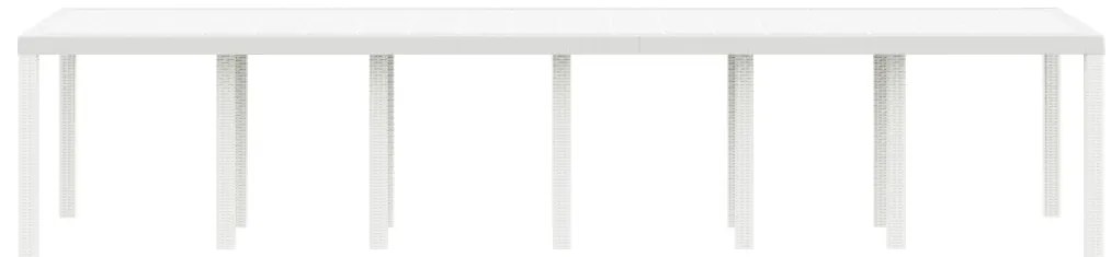 Kert Asztal Fehér 350x100x73 cm Poly Rattan