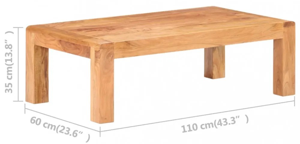 tömör akácfa dohányzóasztal mézszínű felülettel 110x60x35 cm