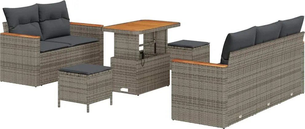 vidaXL Kerti Kanapé Szett 8 pcs Szürke polirattan