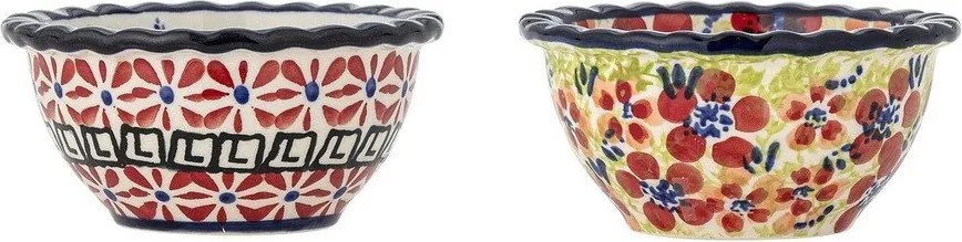 Piros kőedény szervírozó tálka szett 2 db-os 95 ml Florist – Bloomingville