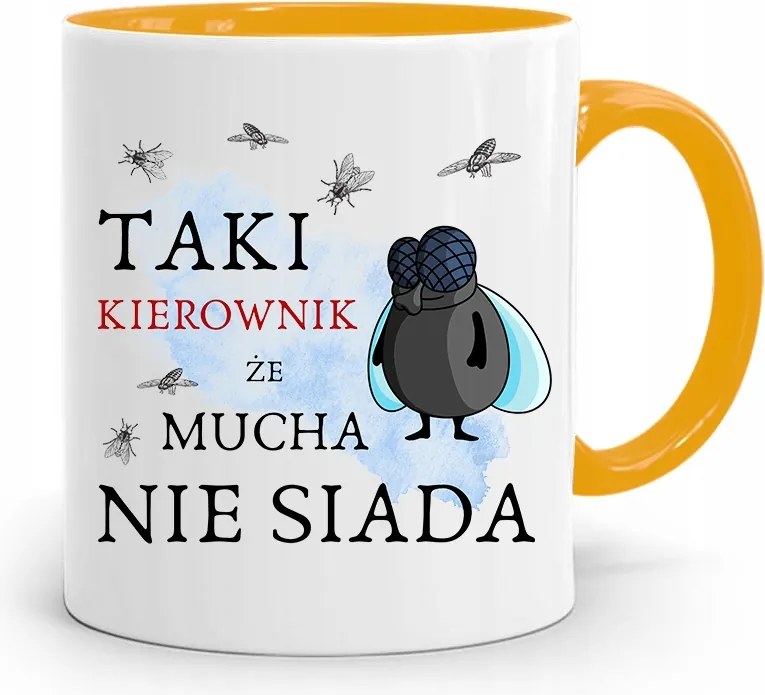 Sárga Bögre A Legyek Vezetőjének Nem Ül Ajándék fényképes nyomtatással