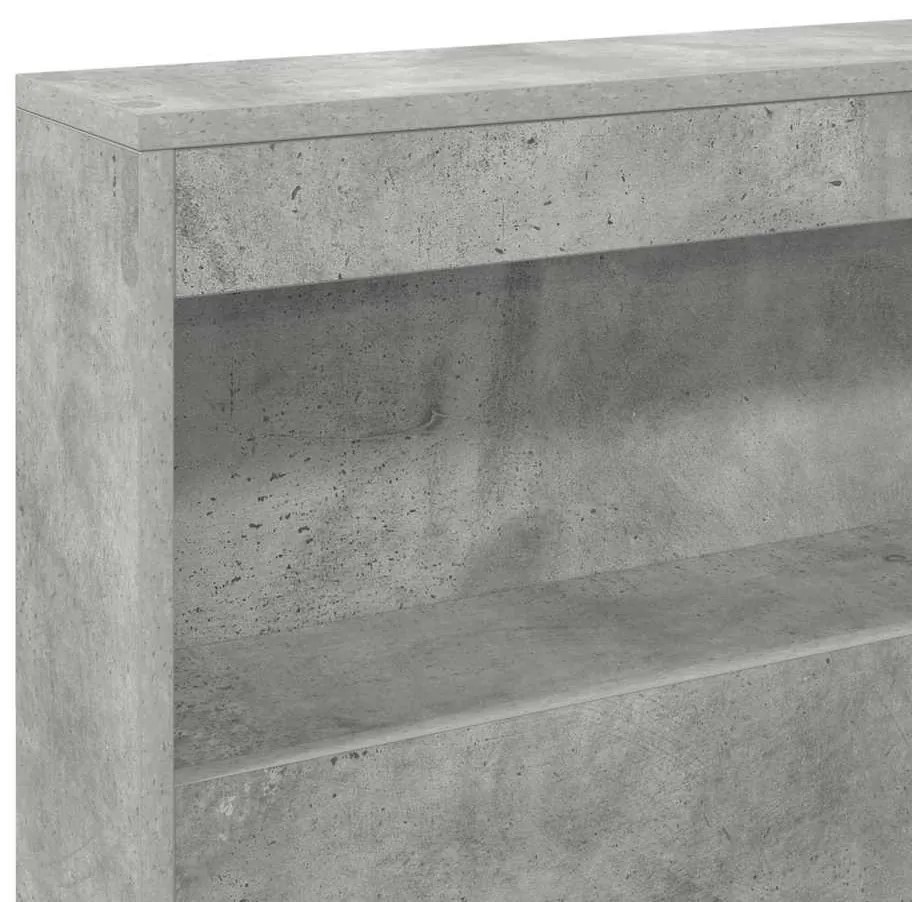 Tároló fejtámla polcokkal tárolóval Beton szürke 80 cm Faanyag