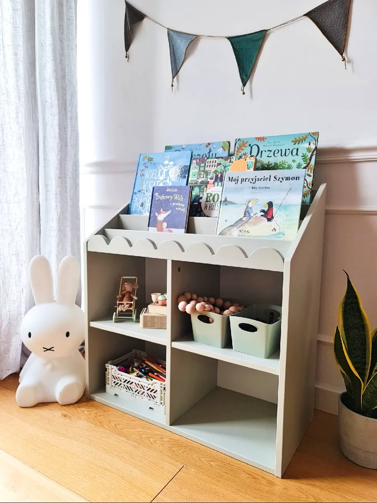Gyerekkönyvtár BOOK NOOK SAGE 71x76 cm, világos zöld
