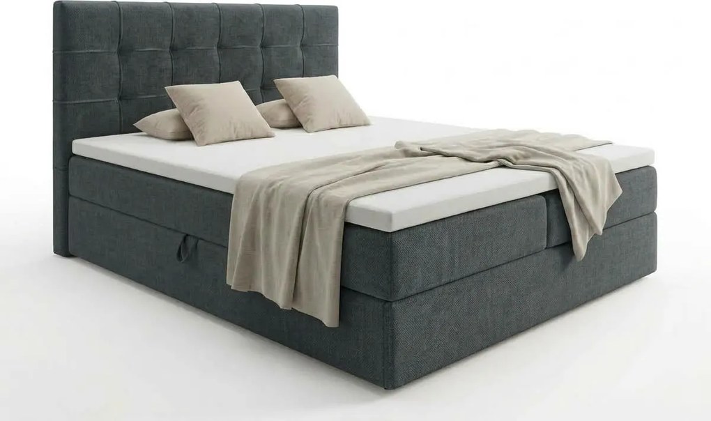 Kárpitozott boxspring ágy DIRELIS VIBE 140x200 cm sötétszürke Matrac: Bonell rugós matrac