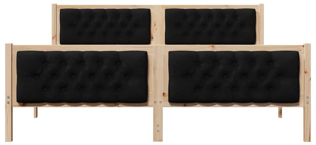 Ágykeret fejtámlával Fekete 180 x 200 cm Tömör fenyőfa