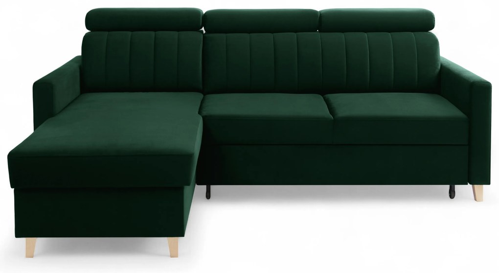 Vario sarokkanapé ágyfunkcióval univerzális jobb/bal oldali - zöld bársony Bluvel 78