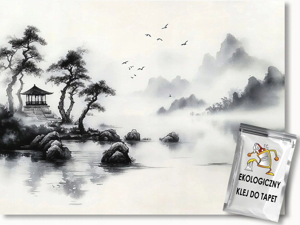 Fotótapéta Flizelina Tájkép Kína Ázsia Hegyek Pagoda Tó 100x75 ragasztó