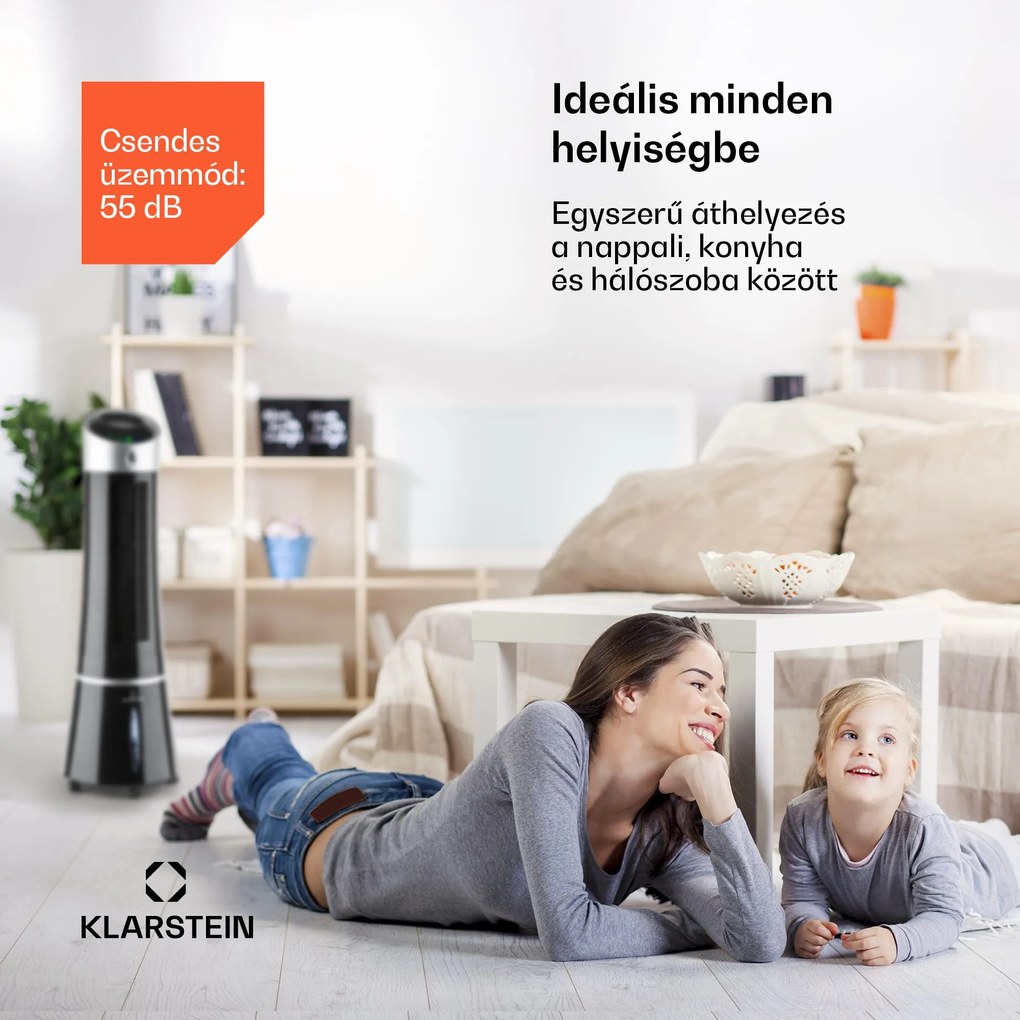 Klarstein Skyscraper Ice Smart, 4 az 1-ben, léghűtő és ventilátor, WiFi, 210m³/ó, távirányítóval