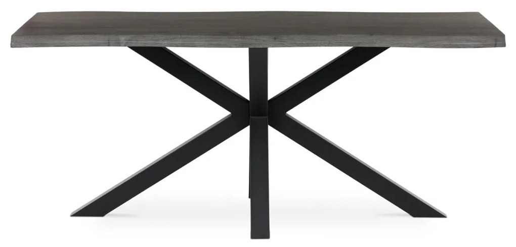 Masă de sufragerie, 180x90x75 cm, blat MDF, decor stejar gri, picioare metalice in forma de stea