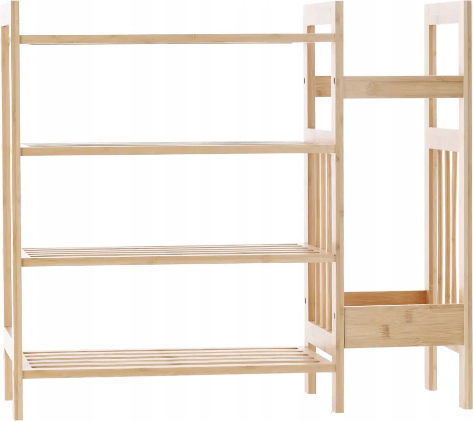 4 szintes bambusz polc kiegészítő oldalsó polccal 73,5 x 28 x 66 cm
