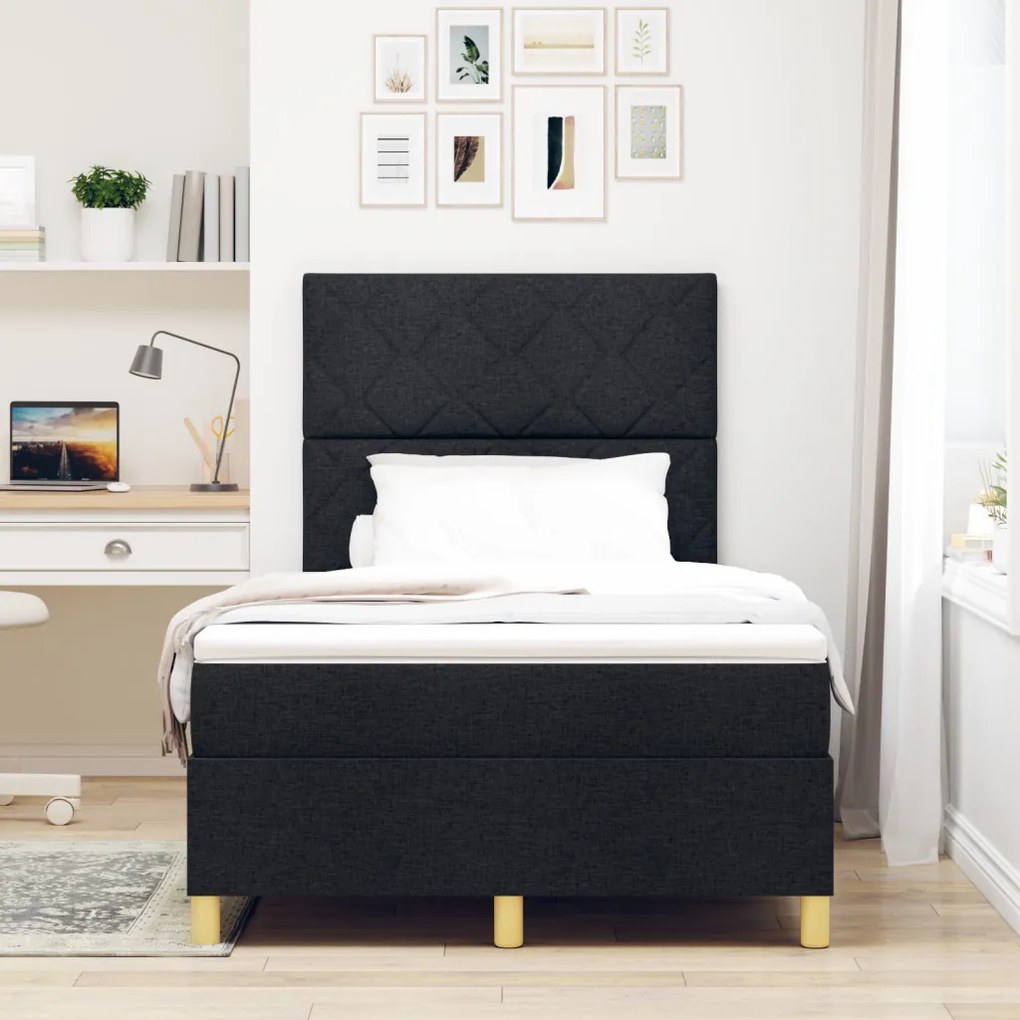 box spring ágy matraccal fekete kis dupla szövet
