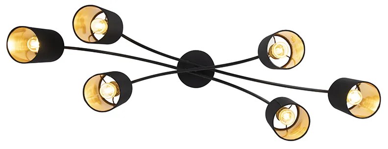 Modern mennyezeti lámpa fekete 6 lámpás - Lofty