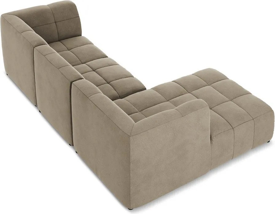 Barna bársony sarokkanapé (bal oldali-heverő résszel) Aloha – Makamii