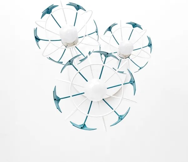 Gyerek csillár zsinóron STARS 3xE27/15W/230V türkiz/fehér