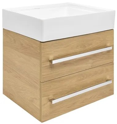 SAT Cube Way Fürdőszobaszekrény mosdóval 60x53x46 cm hickory tölgy matt CUBE46602DHSATCW