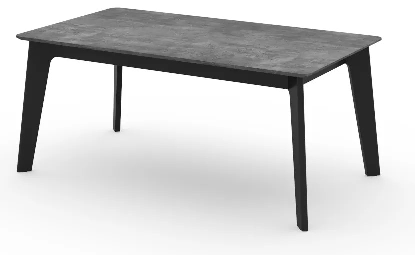 Fekete bővíthető étkezőasztal beton dekoros asztallappal 100x180 cm Shadow – TemaHome