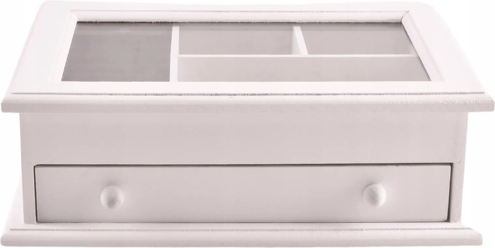 Ékszertartó doboz 24x16,5 cm fehér rendszerező doboz fiókkal