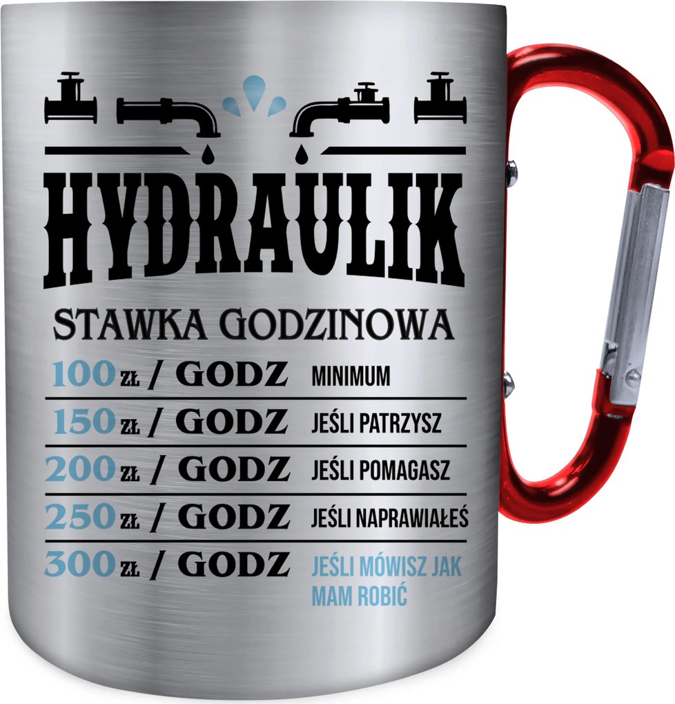 Fém Bögre Karabinerrel Ajándék Vízvezeték Szerelő Óradíj