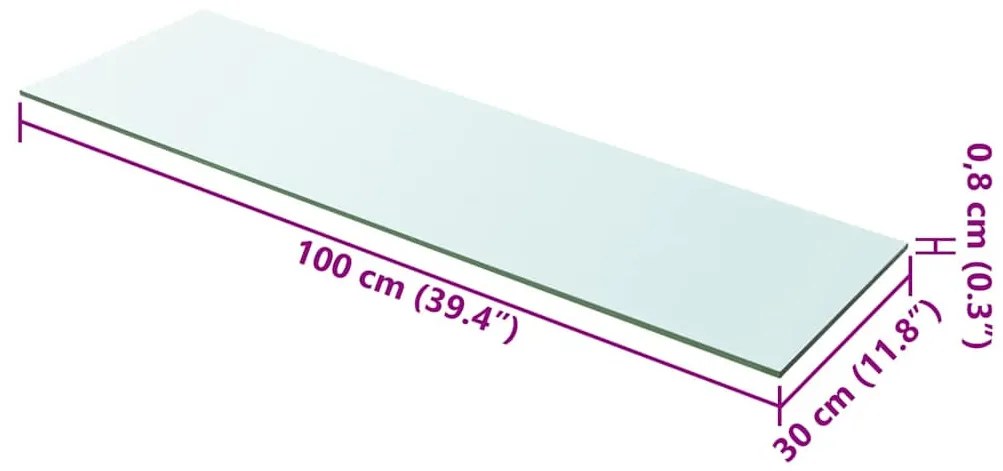 100x30 cm átlátszó panel üvegpolc