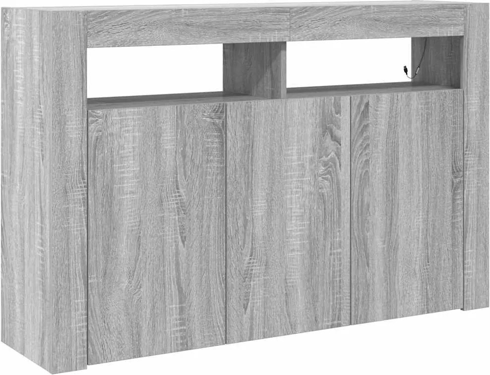 vidaXL Széf LED -es lámpákkal Szürke Sonoma 116 x 30 x 75 cm Faanyag
