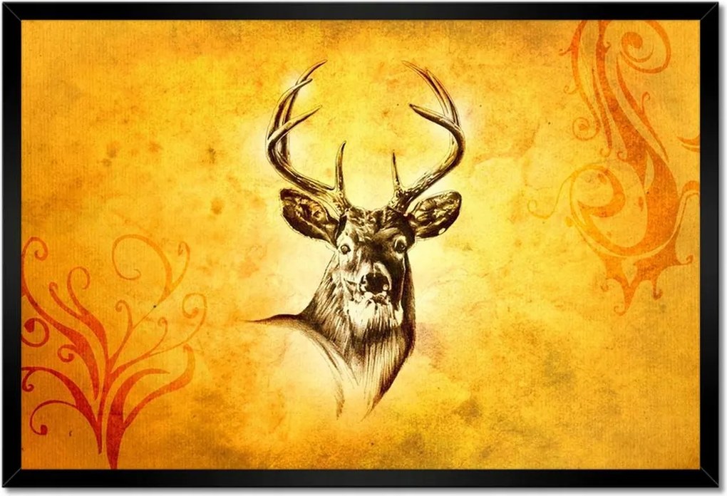 Poszter keretben 60x40 Szarvasfej szarvakkal