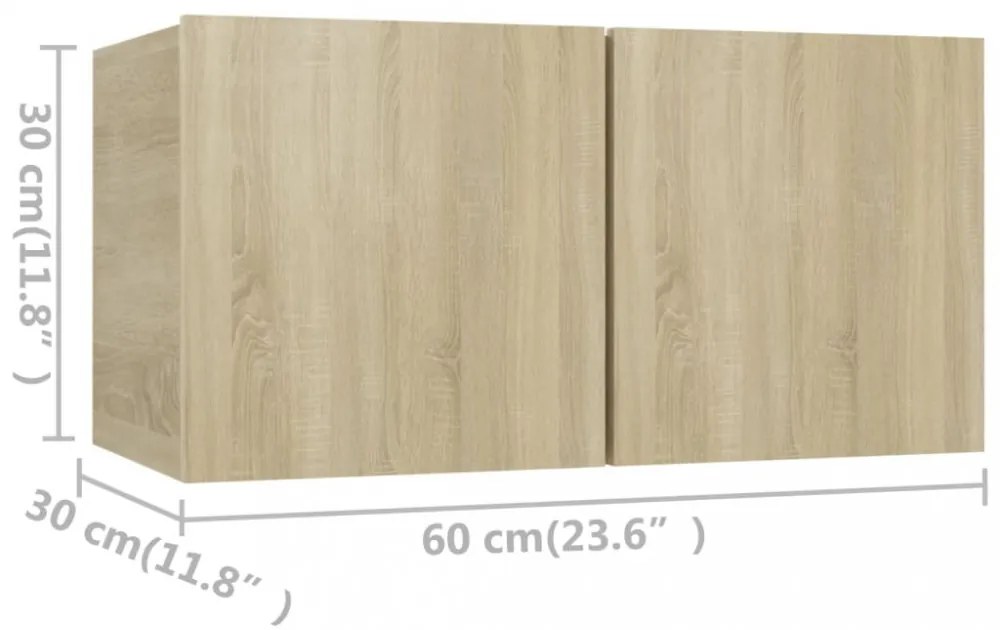 4 db sonoma tölgy színű szerelt fa TV-szekrény 60 x 30 x 30 cm