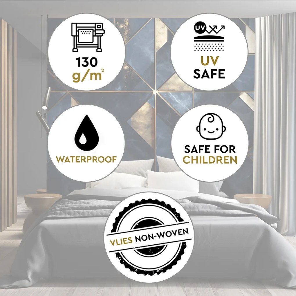 Gario Fotótapéta Kék-arany márvány Anyag: Vlies, Méret: 100 x 70 cm