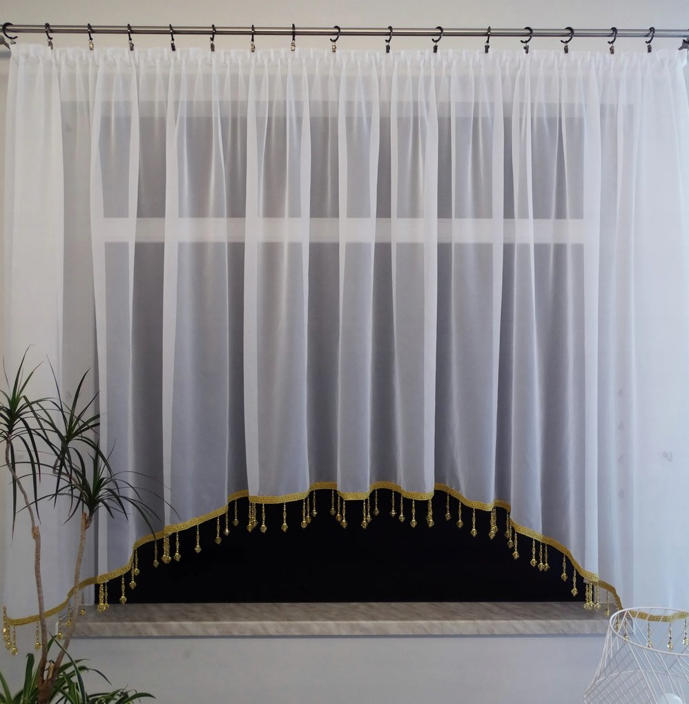 Mg Függöny Fátyol ív gyöngyök Arany hosszú 300x155