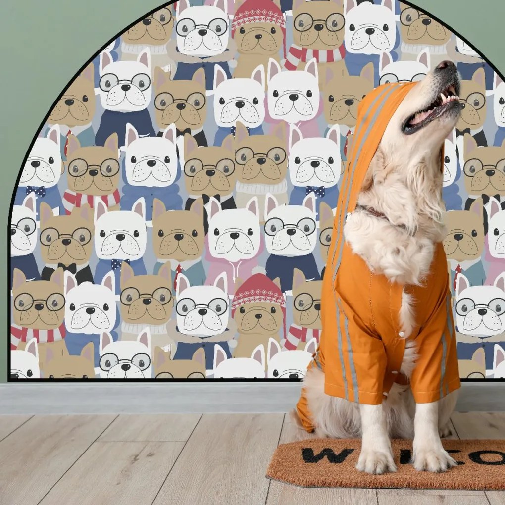 PIPPER. Védő textil falmatrica – Ív – Bulldogok Méret: 83x60cm, Indíték: névvel