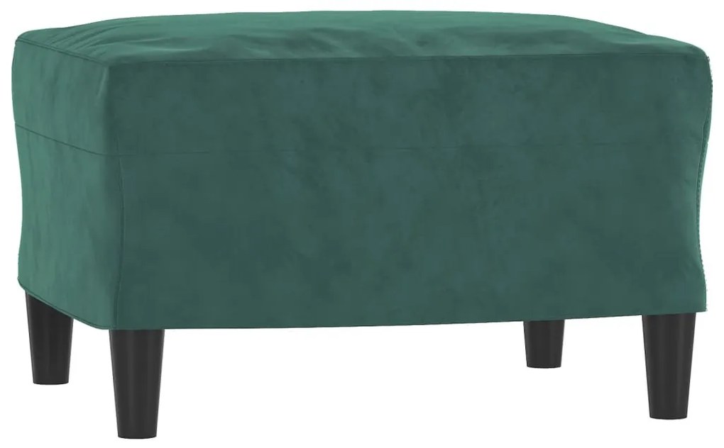 sötétzöld bársony kanapéfotel lábtartóval 60 cm