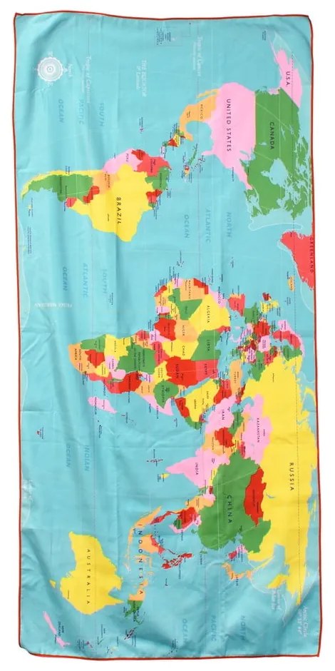 World Map színes mikroszálas fürdőlepedő, 70 x 150 cm - Rex London