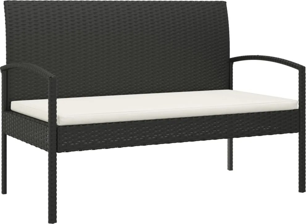 vidaXL fekete polyrattan kerti pad párnával 105 cm