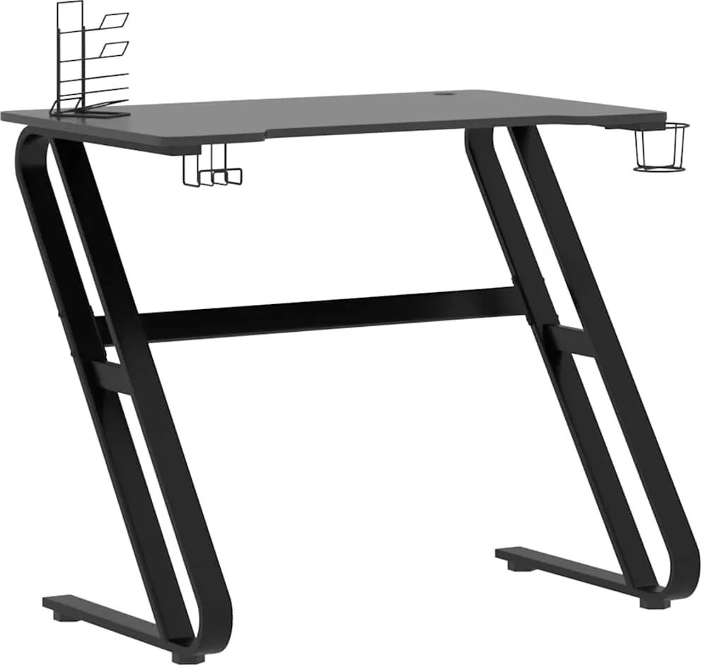 vidaXL fekete ZZ-lábú gamer asztal 90 x 60 x 75 cm