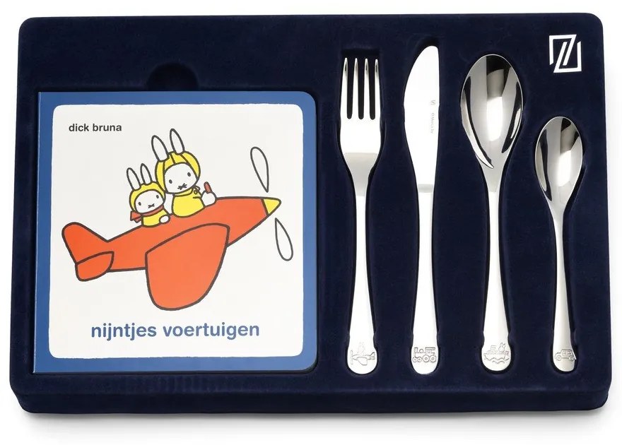 Ezüstszínű rozsdamentes acél gyerek evőeszköz 4 db-os Miffy – Zilverstad