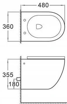 Akasztós szett Mexen Fenix + WC Lena Rimless FEKETE 48x36 cm + WC ülőke, 60100 + 3322XX85