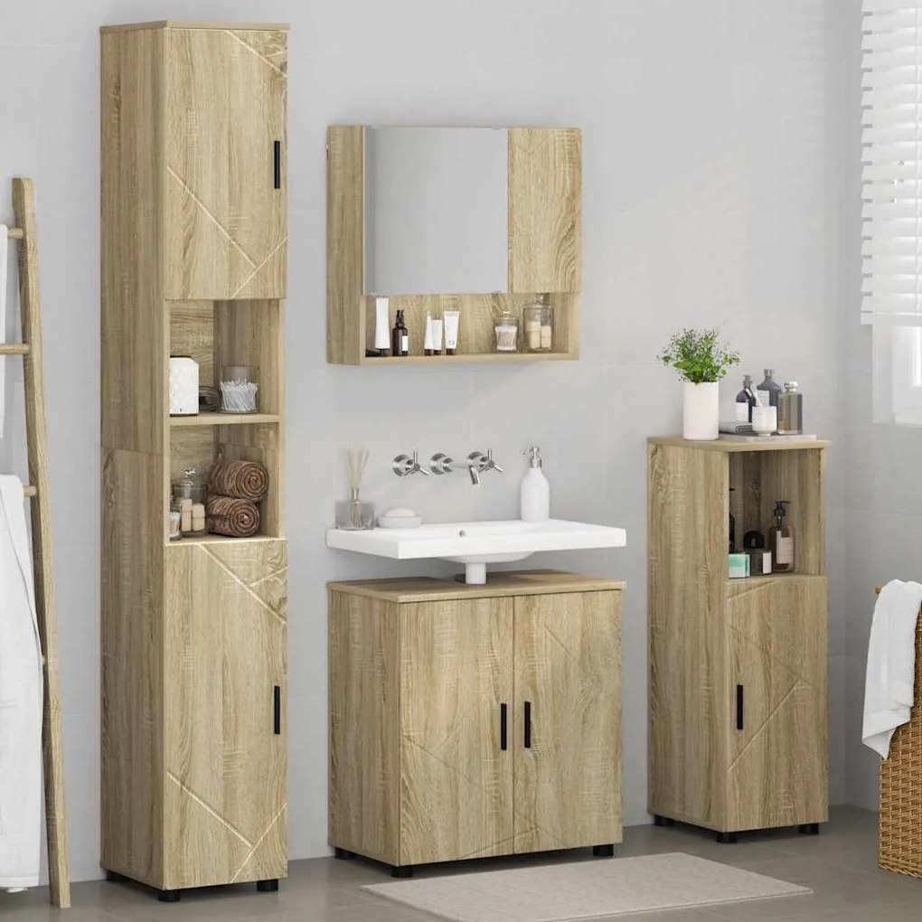 Fürdőszoba bútor szett 4 pcs sonoma tölgy 61 x 35 x 64 cm