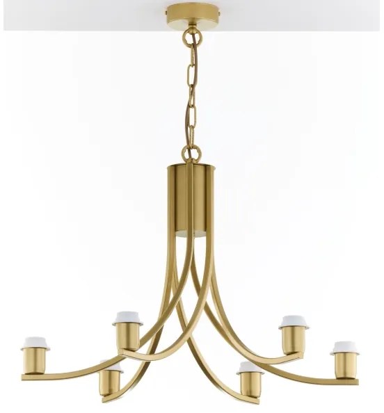 Jupiter 2098 - Láncos csillár ARTHUR 6xE27/15W/230V fehér/arany/márvány dekor