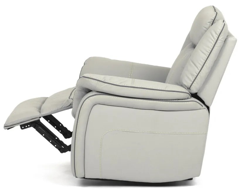 Fotoliu relax cu control electric, tapițerie din piele ecologică de culoarea trufei