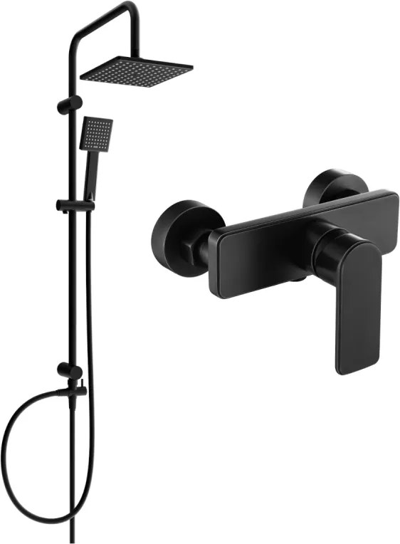 Mexen Tord falra szerelhető zuhanykészlet zuhanyrózsával és zuhanycsapteleppel Cetus, fekete - 744340200-70