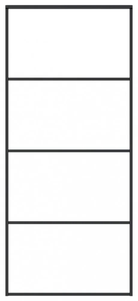 fekete matt ESG üveg és alumínium tolóajtó 90x205 cm