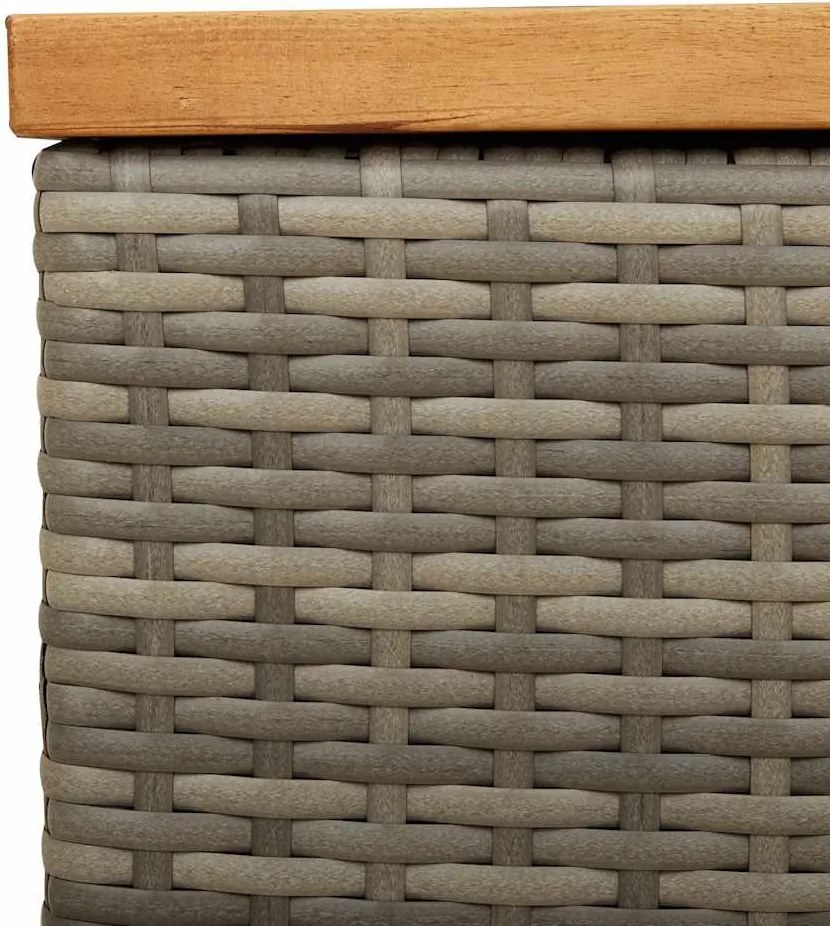 Szürke Polyrattan És Akácfa Kerti Tárolóláda 110 X 50 X 54 Cm