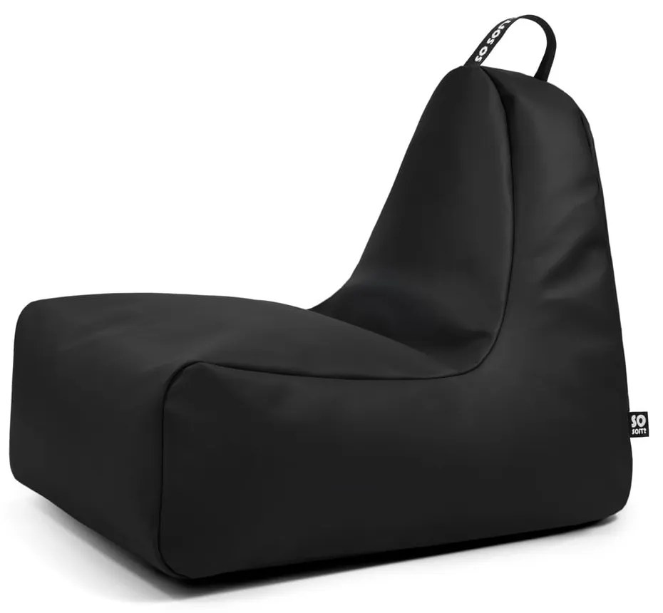 Fekete bőrutánzat babzsákfotel Chill XL – So Soft?