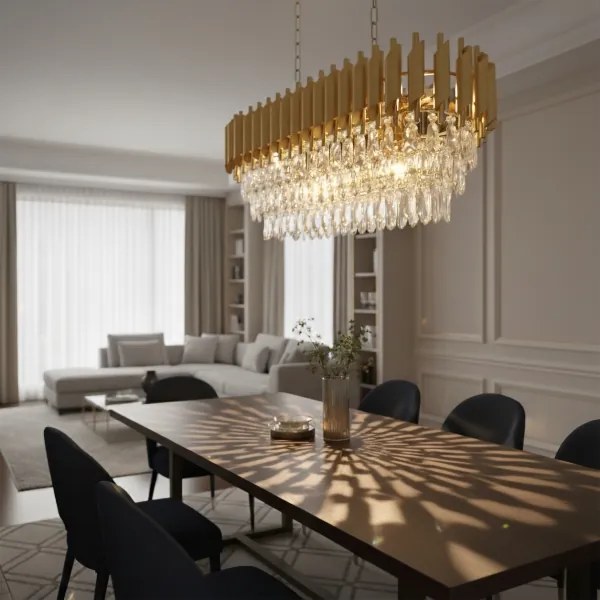 Brilagi - Láncos csillár ECLIPSE 10xE14/10W/230V 78x28 cm arany