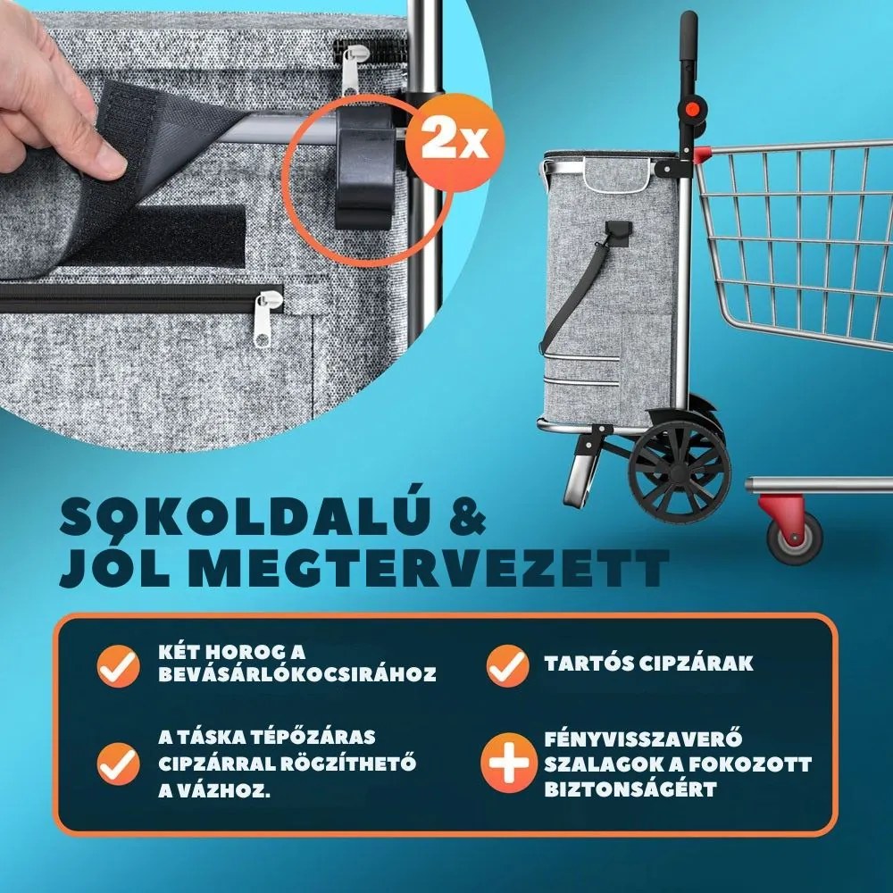 EASY bevásárlótáska kerekekkel, 50l, szürke Monzana