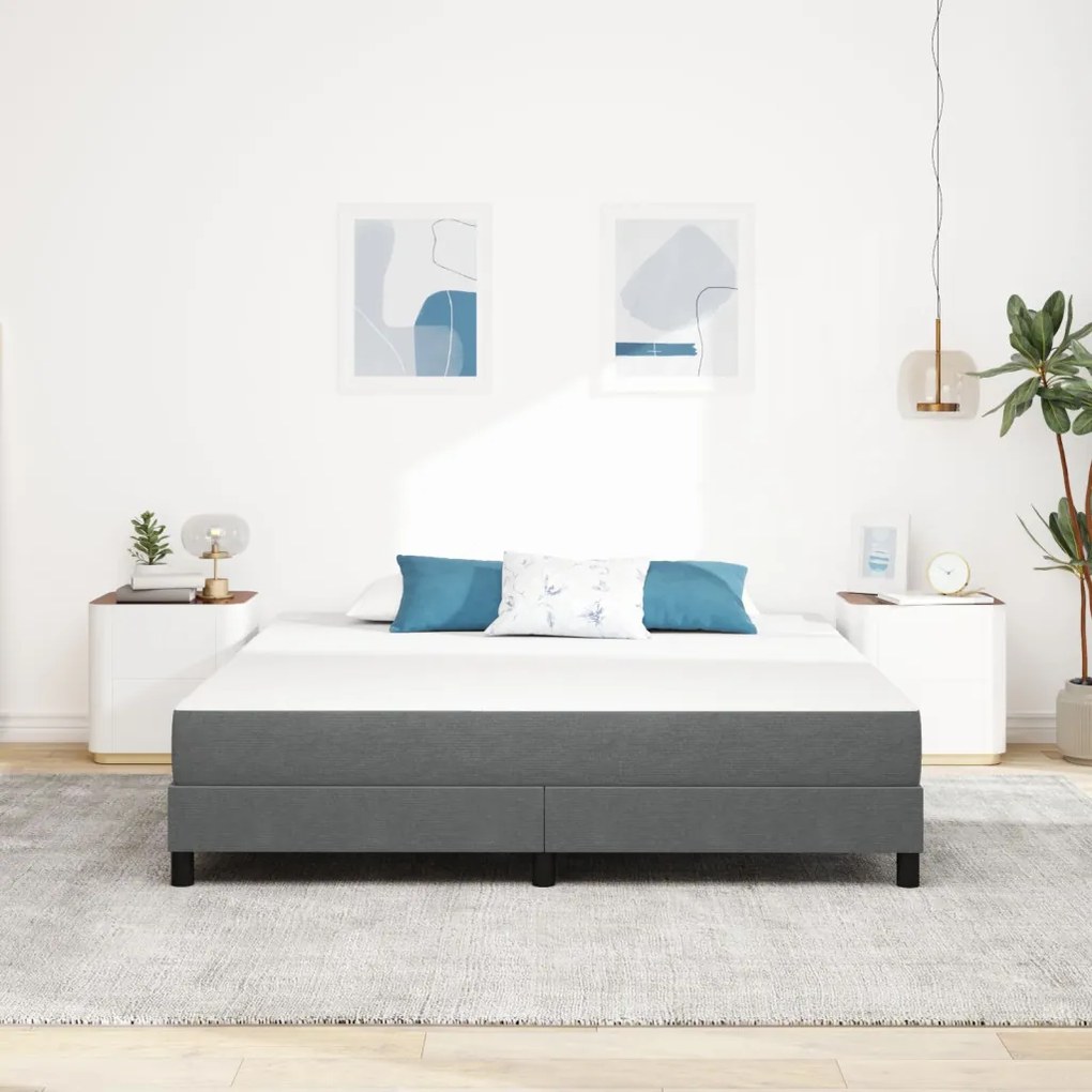 Ágy Matrac matracmal Világosszürke 180 x 200 cm szövet