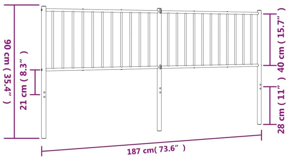fekete fém fejtámla 180 cm