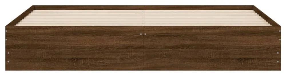 vidaXL füstös tölgy színű szerelt fa ágykeret fiókokkal 200 x 200 cm