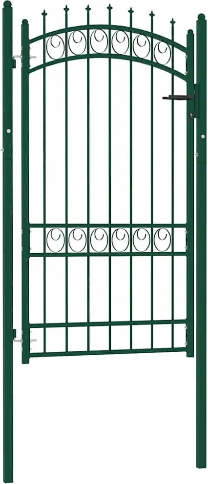 vidaXL zöld acél kerítéskapu cövekekkel 103 x 134,5 cm